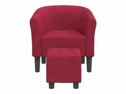 Clicnbuy Sillón Estilo Cabriolet|Sillón con taburete terciopelo tinto