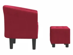 Clicnbuy Sillón Estilo Cabriolet|Sillón con taburete terciopelo tinto