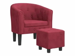 Clicnbuy Sillón con taburete terciopelo tinto Rojo Hot