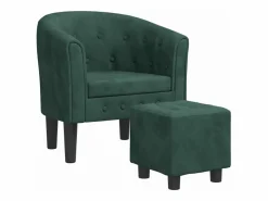 Sillón con taburete terciopelo oscuro^Clicnbuy Outlet