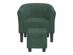 Clicnbuy Sillón Estilo Cabriolet|Sillón con taburete terciopelo oscuro