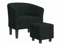 Clicnbuy Sillón Estilo Cabriolet|Sillón con taburete terciopelo