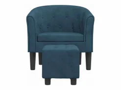 Clicnbuy Sillón Estilo Cabriolet|Sillón con taburete terciopelo oscuro