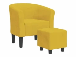 Sillón con taburete terciopelo^vidaxl Clearance