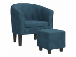 vidaxl Sillón Estilo Cabriolet|Sillón con taburete terciopelo oscuro