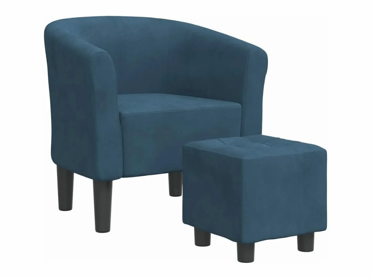 vidaxl Sillón con taburete terciopelo oscuro Azul