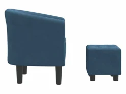 vidaxl Sillón con taburete terciopelo oscuro Azul