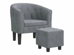 Sillón con taburete terciopelo oscuro^Clicnbuy