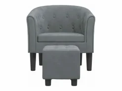 Sillón con taburete terciopelo oscuro^Clicnbuy