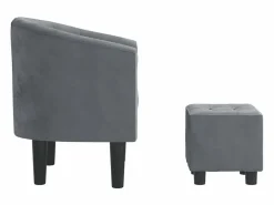 Sillón con taburete terciopelo oscuro^Clicnbuy