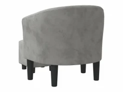 Sillón con taburete terciopelo claro^vidaxl Outlet