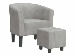 Clicnbuy Sillón Estilo Cabriolet|Sillón con taburete terciopelo claro