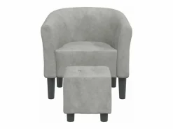 Clicnbuy Sillón Estilo Cabriolet|Sillón con taburete terciopelo claro