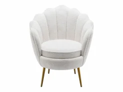 Vente-unique Sillón concha de tela bouclé patas de metal LALEA Blanco Discount