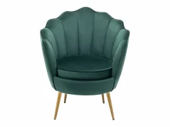 Vente-unique Sillón concha de terciopelo color con patas de metal LALEA Verde