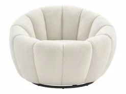 Vente-unique Sillón|Sillón concha giratorio en tela bouclé color COSSATO