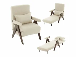 Hauss Spole Sillón Cama|Sillón convertible 3 en 1 con soporte lumbar y respaldo regulable en 6 posiciones, + madera oscura