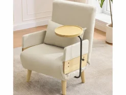Hauss Spole Sillón convertible 3 en 1 con función cama - Cojín y base de madera - Tejido de lino Beige Online