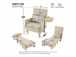 Hauss Spole Sillón convertible 3 en 1 con función cama - Cojín y base de madera - Tejido de lino Beige Online