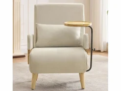 Hauss Spole Sillón convertible 3 en 1 con función cama - Cojín y base de madera - Tejido de lino Beige Online