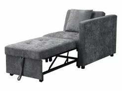 Sillón convertible con LED, USB, Tipo C y soporte lumbar - Sofá cama multifuncional - Tela de lino gris^Hauss Spole Online
