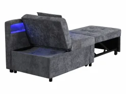 Sillón convertible con LED, USB, Tipo C y soporte lumbar - Sofá cama multifuncional - Tela de lino gris^Hauss Spole Online