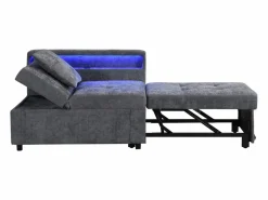 Sillón convertible con LED, USB, Tipo C y soporte lumbar - Sofá cama multifuncional - Tela de lino gris^Hauss Spole Online
