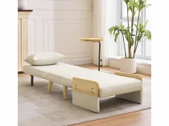 DripeX Sillón Cama|Sillón convertible de lino , con mesa de madera y almohada, respaldo ajustable, superficie para acostarse 180x62 cm