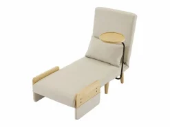 DripeX Sillón Cama|Sillón convertible de lino , con mesa de madera y almohada, respaldo ajustable, superficie para acostarse 180x62 cm