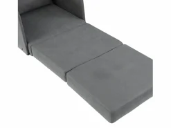Sillón convertible en cama, 2 bolsillos de almacenamiento, estructura de metal, poliéster, (70x76x77 cm) Gris Online