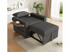 Hauss Spole Sillón convertible en pana - Sofá individual con mesa auxiliar y puertos USB/Tipo C Gris New