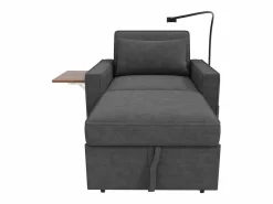 Hauss Spole Sillón convertible en pana - Sofá individual con mesa auxiliar y puertos USB/Tipo C Gris New