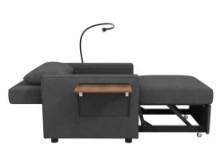 Hauss Spole Sillón convertible en pana - Sofá individual con mesa auxiliar y puertos USB/Tipo C Gris New