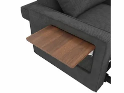 Hauss Spole Sillón convertible en pana - Sofá individual con mesa auxiliar y puertos USB/Tipo C Gris New