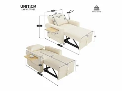 Sillón convertible en pana - Sofá individual con mesa auxiliar y puertos USB/Tipo C^Hauss Spole Online