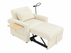 Sillón convertible en pana - Sofá individual con mesa auxiliar y puertos USB/Tipo C^Hauss Spole Online