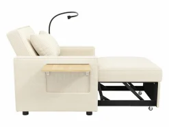 Sillón convertible en pana - Sofá individual con mesa auxiliar y puertos USB/Tipo C^Hauss Spole Online