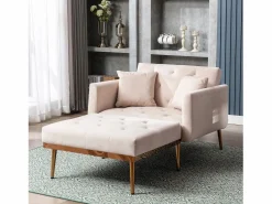 Hauss Spole Sillón Cama|Sillón convertible en terciopelo con respaldo regulable en 3 posiciones 165x90x77cm