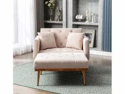 Hauss Spole Sillón Cama|Sillón convertible en terciopelo con respaldo regulable en 3 posiciones 165x90x77cm