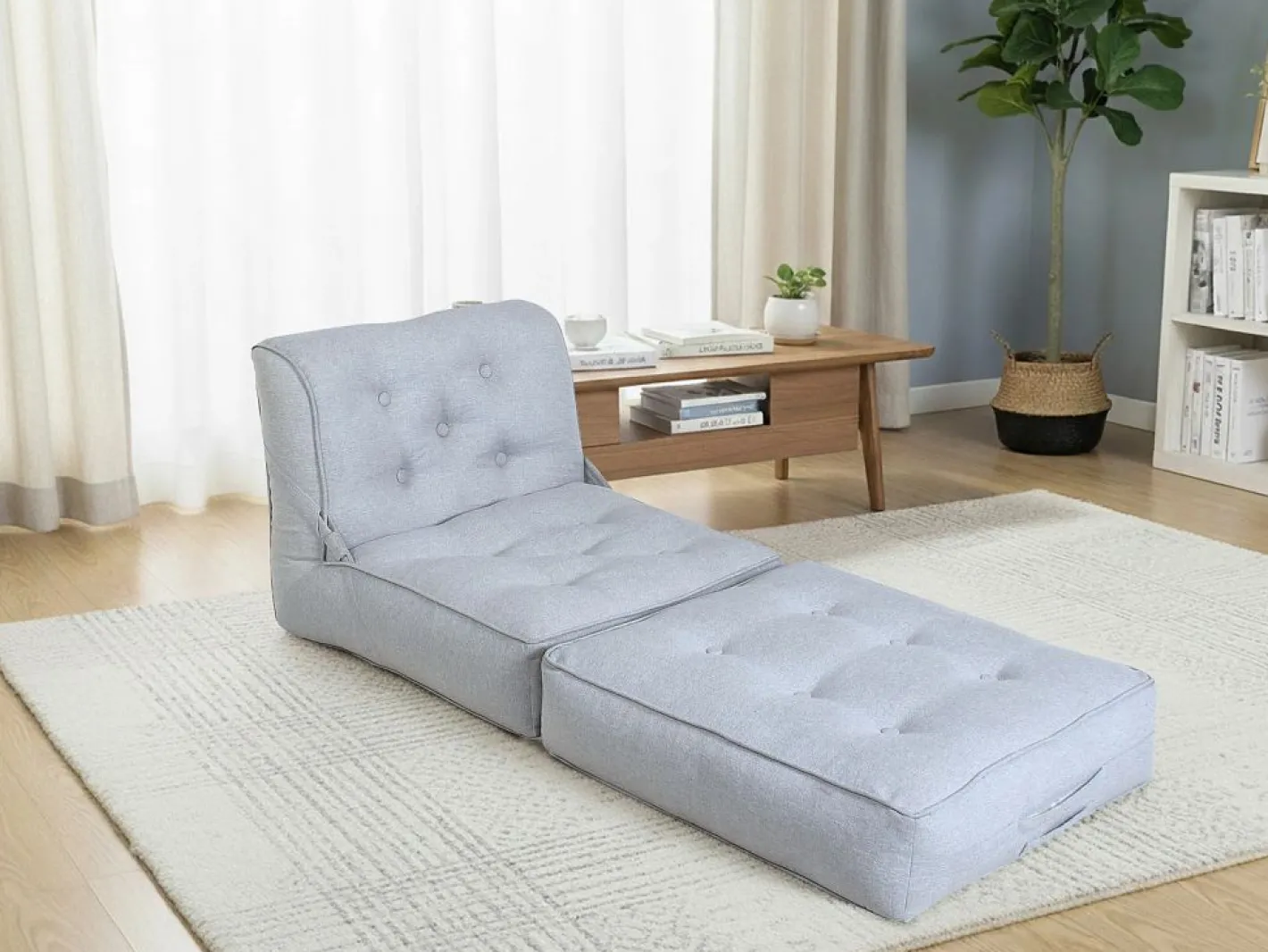 Vente-unique Sillón Cama|Sillón convertible tipo butaca en tejido con reposapiés ZONIRA