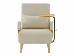 KOMHTOM Sillón convertible tres en uno con función de cama, equipado con una bandeja de madera, Beige Discount