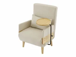 KOMHTOM Sillón convertible tres en uno con función de cama, equipado con una bandeja de madera, Beige Discount