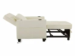 OKWISH Conjunto Sofá Y Sillón|Sillón de 1 plaza en cuero sintético con puerto USB y portavasos - Convertible en cama o chaise longue