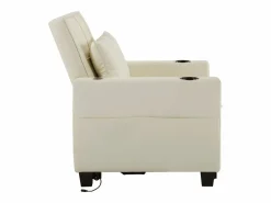 OKWISH Conjunto Sofá Y Sillón|Sillón de 1 plaza en cuero sintético con puerto USB y portavasos - Convertible en cama o chaise longue
