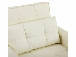 OKWISH Conjunto Sofá Y Sillón|Sillón de 1 plaza en cuero sintético con puerto USB y portavasos - Convertible en cama o chaise longue