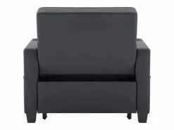 OKWISH Sillón de 1 plaza en cuero sintético con puerto USB y portavasos - Convertible en cama o chaise longue Negro Clearance