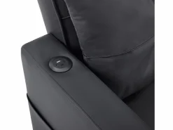 OKWISH Sillón de 1 plaza en cuero sintético con puerto USB y portavasos - Convertible en cama o chaise longue Negro Clearance