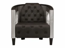 vidaxl Sillón de aviador de cuero auténtico Negro Best