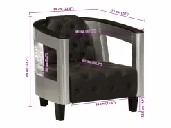 vidaxl Sillón de aviador de cuero auténtico Negro Best