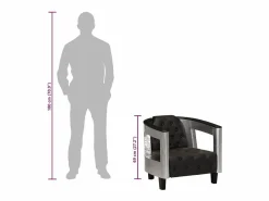 vidaxl Sillón de aviador de cuero auténtico Negro Best